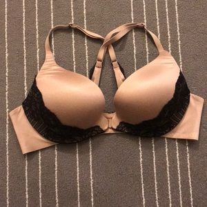 Nude/black lace VS racerback bra